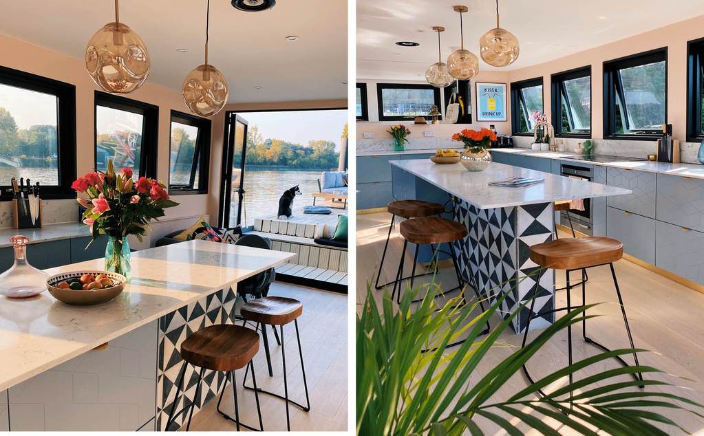 Woman Decorated A Rusty Boat To Look Like A Modern Home
