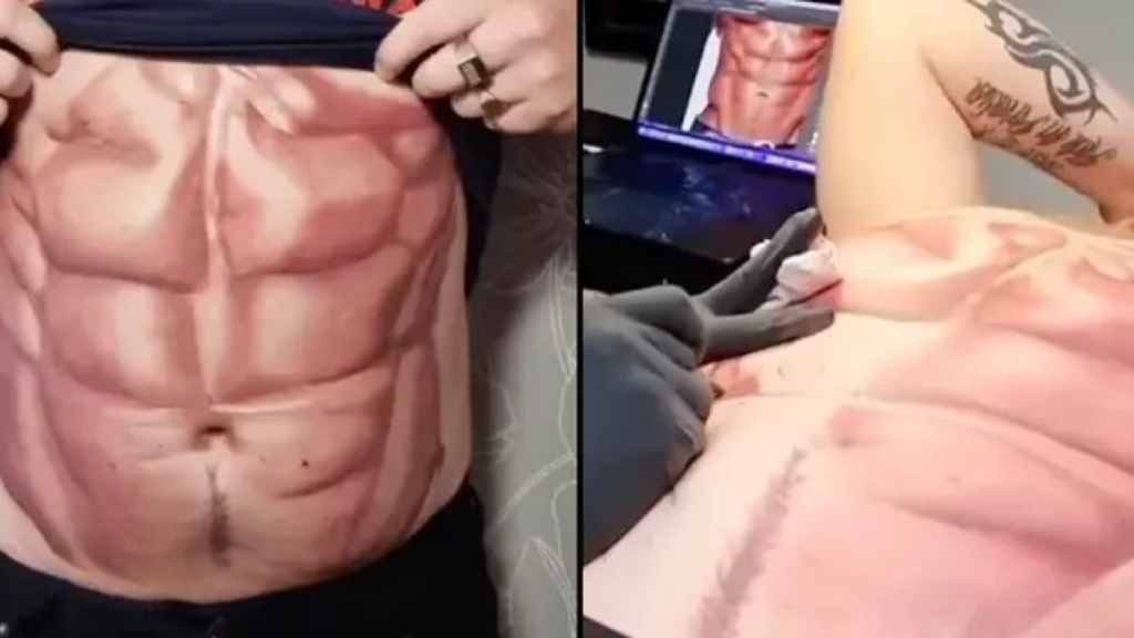 Tattoo Artist Gives Customer Dream Body With Six Pack Tattoo  YouTube